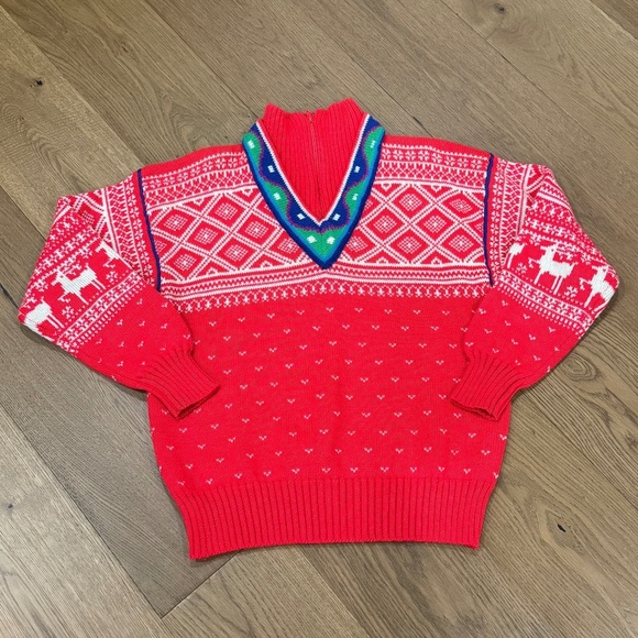 EUC VINTAGE RETRO OBERMEYER 1/4 ZIP SWEATER - Men's Size S - Picture 1 of 7